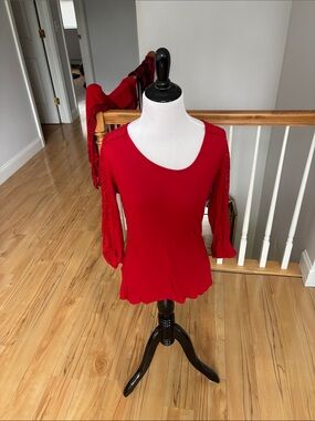 Candie's Red Scoop Neck Lace-Trim Tunic